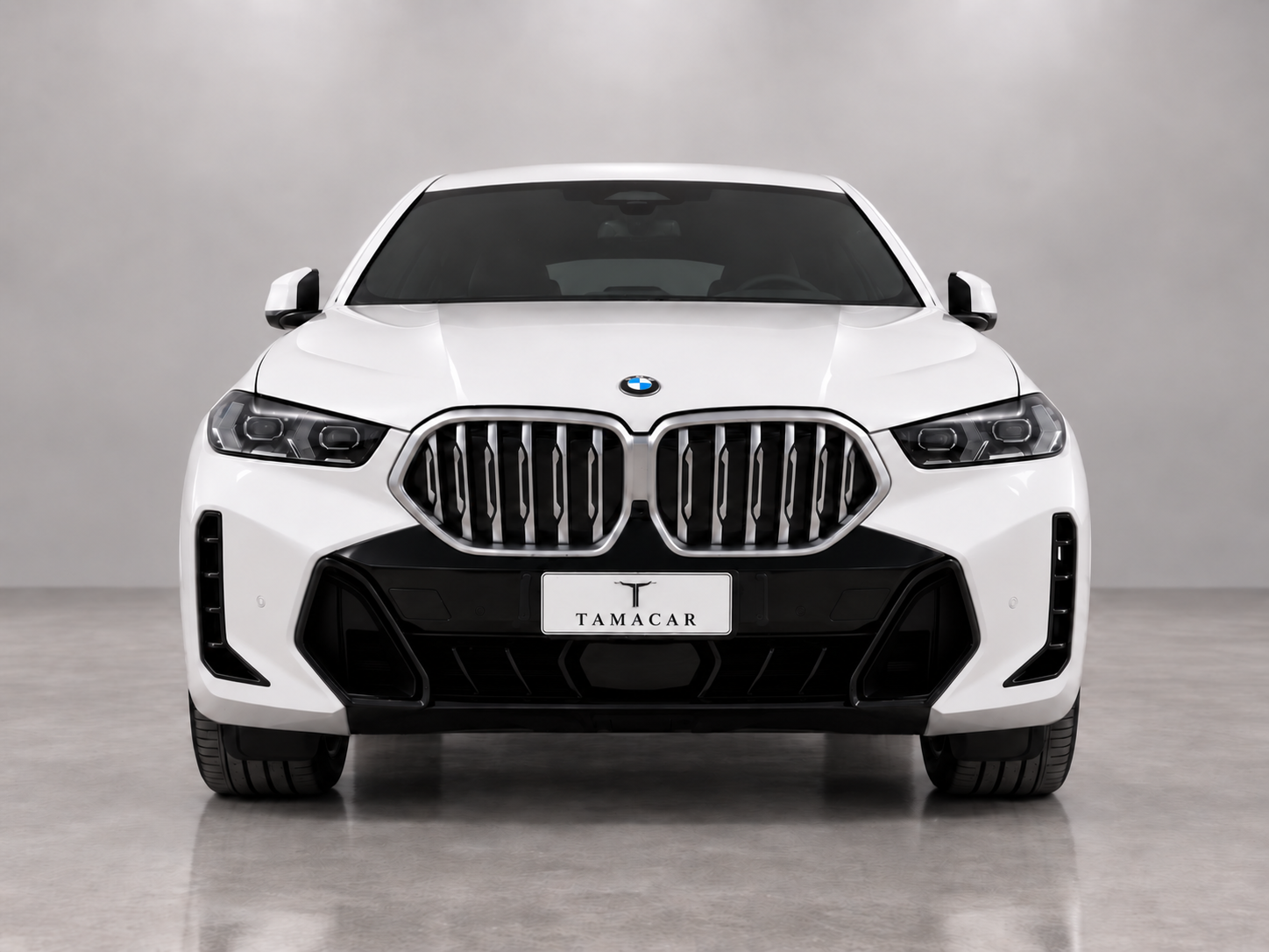 BMW X6 bianca, vista frontale